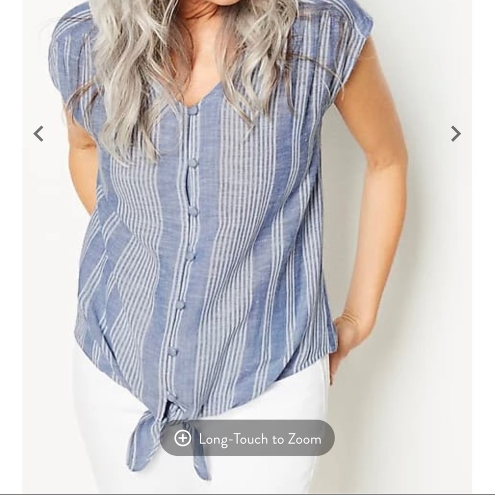 J. Jill Textured Stripes Tie-Front Top